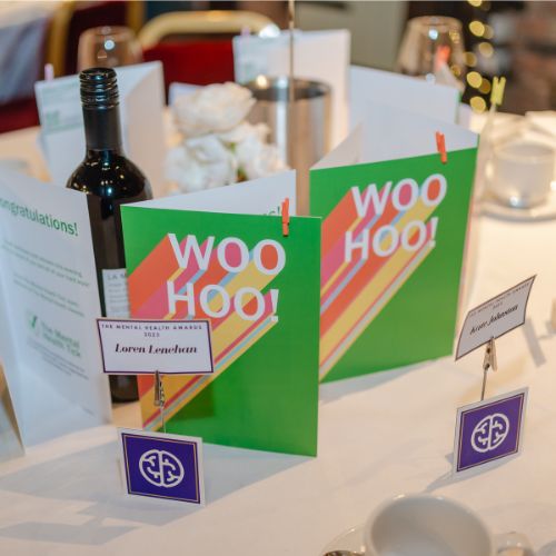 Table settings at the 2023 Mental Health Awards
